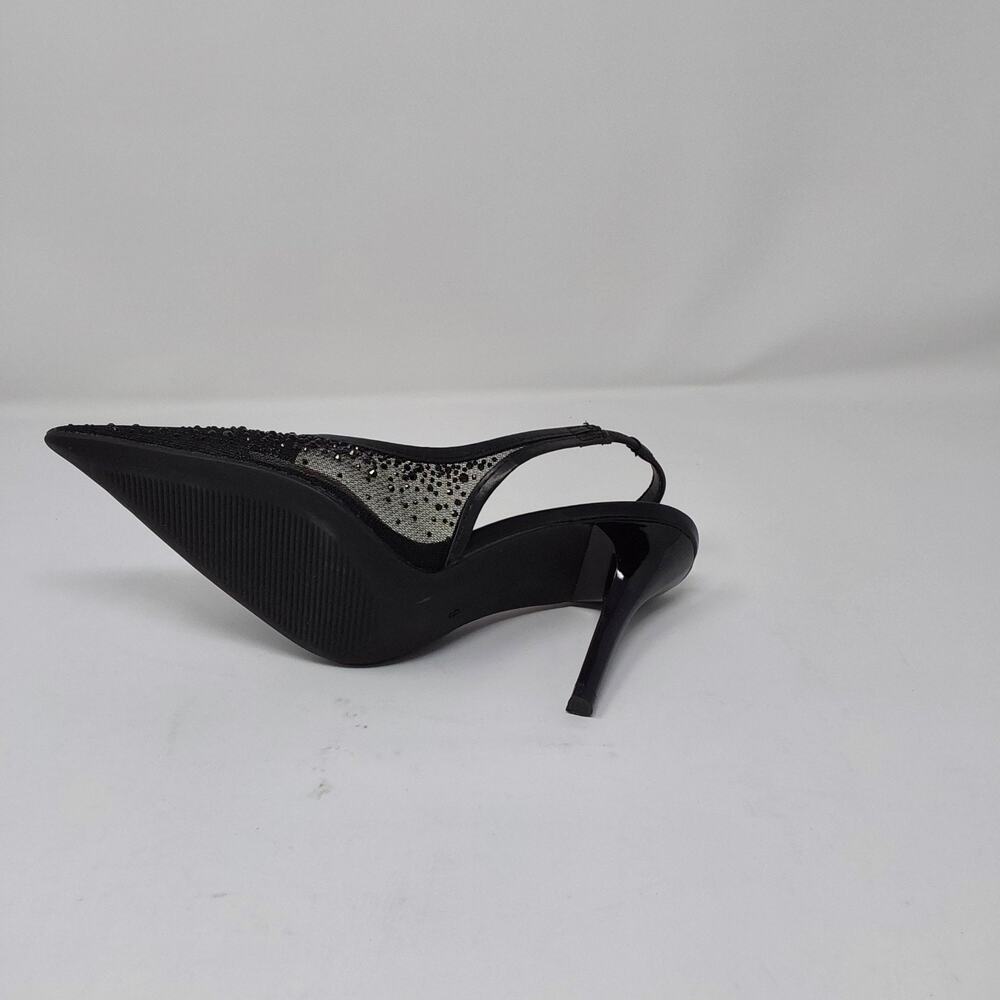 Women’s Black Rhinestone Mesh Slingback Stiletto Heels Pointed Toe Pumps Size 6 - Picture 14 of 16